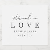 Moderne minimalistische "Drink in liefde" bruiloft Likeurfles Etiket (Enkel label)