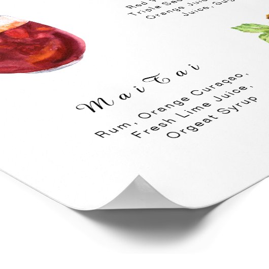 Moderne minimalistische Drink Menu Bar Sign Poster (Hoek)