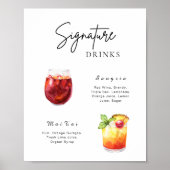 Moderne minimalistische Drink Menu Bar Sign Poster (Voorkant)
