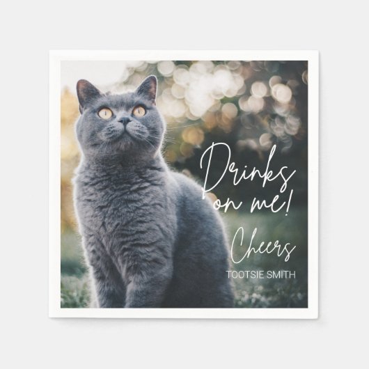 Moderne minimalistische Drinken op mij Foto Huweli Servet (Voorkant)