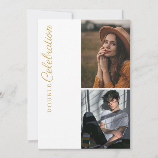 Moderne minimalistische dubbele viering verjaardag kaart (Achterkant)