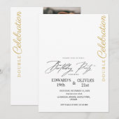 Moderne minimalistische dubbele viering verjaardag kaart (Voorkant / Achterkant)