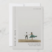 Moderne minimalistische dubbelzijdige foto save the date (Voorkant)