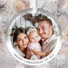 Moderne minimalistische dubbelzijdige twee foto op ornament