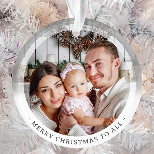 Moderne minimalistische dubbelzijdige twee foto op ornament