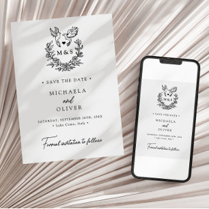 Moderne Minimalistische Duiven Elegant Script Huwe Save The Date