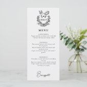 Moderne Minimalistische Duiven Elegant Script Trou Menu (Staand voorkant)