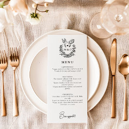 Moderne minimalistische duiven Elegant Script Wedd Menu