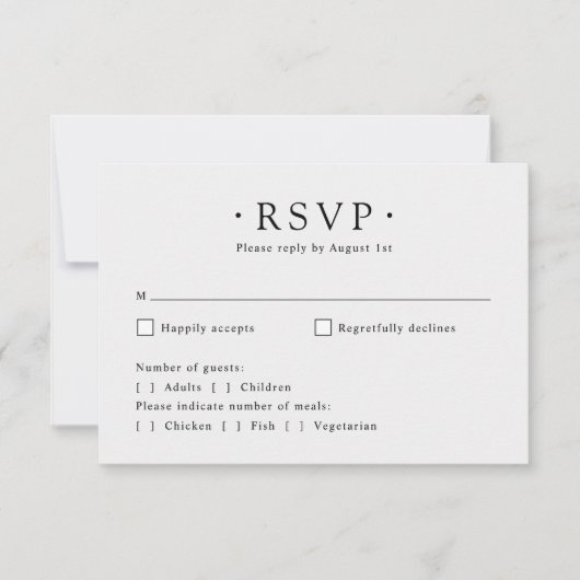 Moderne minimalistische duiven Elegant Script Wedd RSVP Kaartje (Voorkant)