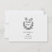 Moderne minimalistische duiven Elegant Script Wedd RSVP Kaartje (Achterkant)