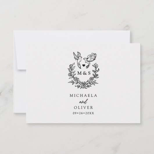 Moderne minimalistische duiven Elegant Script Wedd RSVP Kaartje (Achterkant)
