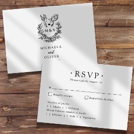 Moderne minimalistische duiven Elegant Script Wedd RSVP Kaartje