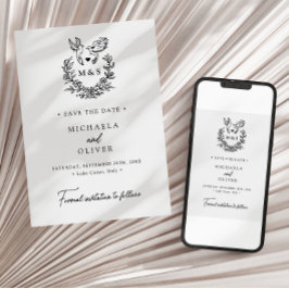 Moderne minimalistische duiven Elegant Script Wedd Save The Date