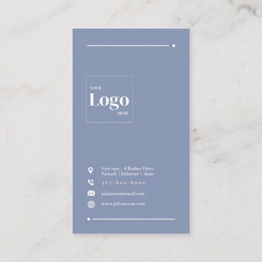 Moderne Minimalistische Dusty Blue Gezondheidszorg Visitekaartje (Achterkant)