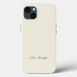 Moderne minimalistische Ecru van witte script aang iPhone 13 Hoesje