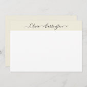 Moderne minimalistische Ecru White Script aangepas Bedankkaart (Voorkant / Achterkant)