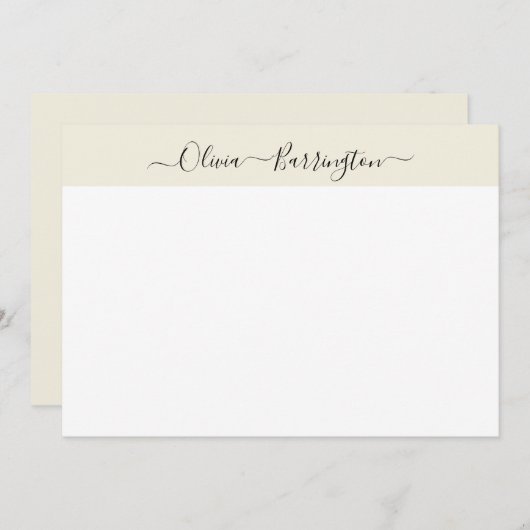 Moderne minimalistische Ecru White Script aangepas Bedankkaart (Voorkant / Achterkant)