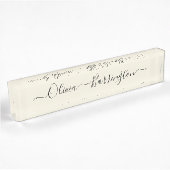 Moderne minimalistische Ecru White Script aangepas Naambordje