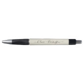 Moderne minimalistische Ecru White Script aangepas Pen (Voorkant)