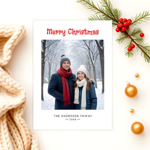 Moderne minimalistische één foto Vrolijk kerstfees Feestdagenkaart