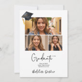 Moderne minimalistische eenvoudige 3 foto's afstud aankondiging (Voorkant)