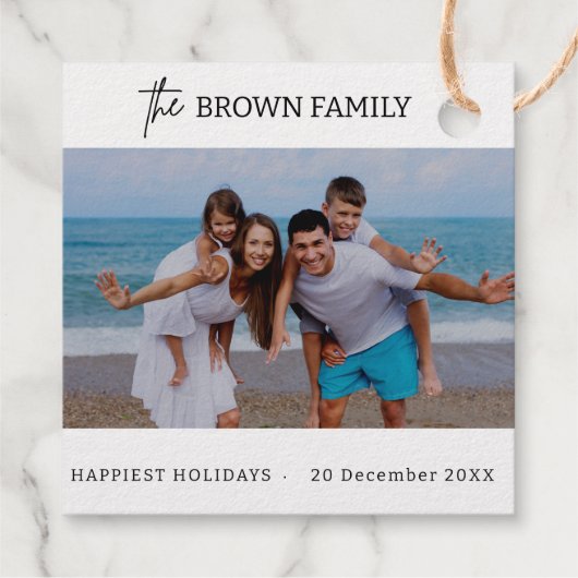 Moderne minimalistische eenvoudige aangepaste fami bedankjes labels (Achterkant)