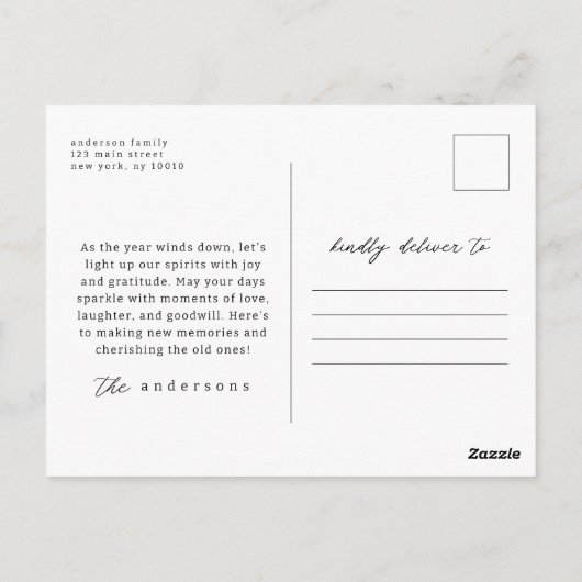 Moderne minimalistische eenvoudige aangepaste fami briefkaart (Achterkant)