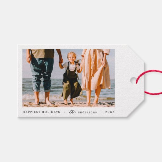 Moderne minimalistische eenvoudige aangepaste fami cadeaulabel (Voorkant (Horizontaal))