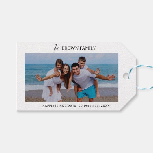 Moderne minimalistische eenvoudige aangepaste fami cadeaulabel (Voorkant (Horizontaal))