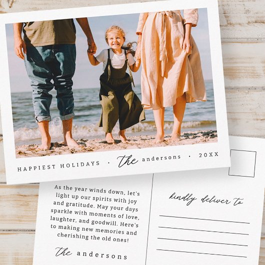 Moderne minimalistische eenvoudige aangepaste fami feestdagenkaart