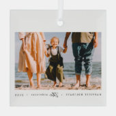 Moderne minimalistische eenvoudige aangepaste fami glas ornament (Achterkant)