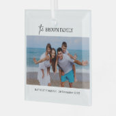 Moderne minimalistische eenvoudige aangepaste fami glas ornament (Voorkant links)