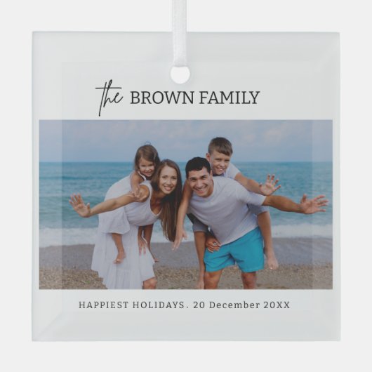 Moderne minimalistische eenvoudige aangepaste fami glas ornament (Voorkant)