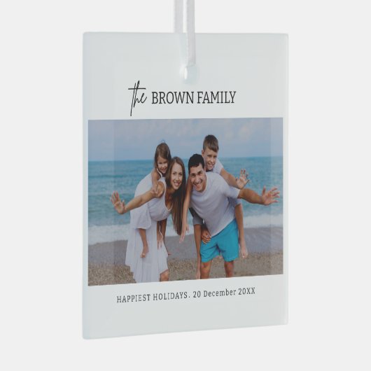 Moderne minimalistische eenvoudige aangepaste fami glas ornament (Voorkant Rechts)