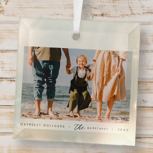 Moderne minimalistische eenvoudige aangepaste fami glas ornament