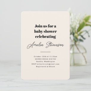Moderne Minimalistische Eenvoudige Baby Shower Ivo Kaart