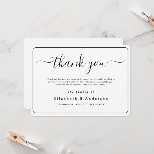 Moderne minimalistische eenvoudige begrafenis beda kaart (Voorkant / Achterkant in situ)