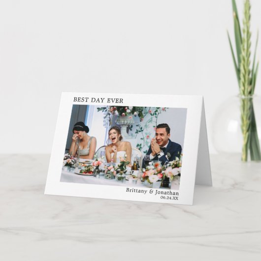 Moderne minimalistische eenvoudige beste dag ooit  bedankkaart (Voorkant)