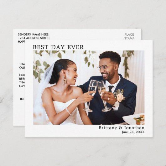 Moderne Minimalistische Eenvoudige Beste Dag Ooit  Briefkaart (Voorkant / Achterkant)