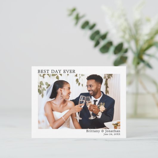 Moderne Minimalistische Eenvoudige Beste Dag Ooit  Briefkaart (Staand voorkant)