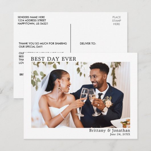 Moderne minimalistische eenvoudige beste dag-op-da briefkaart (Voorkant / Achterkant)