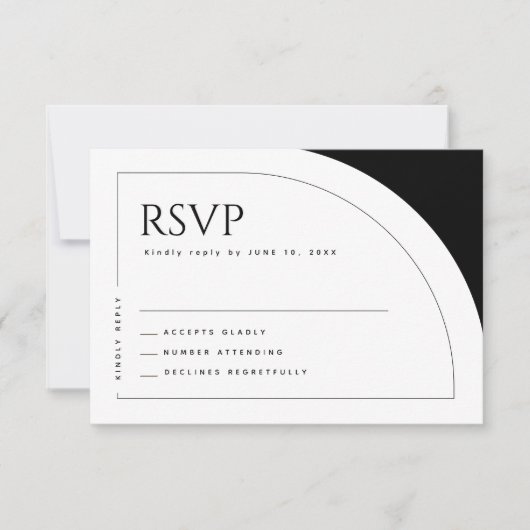 Moderne Minimalistische Eenvoudige Bold Arch Clean RSVP Kaartje (Voorkant)