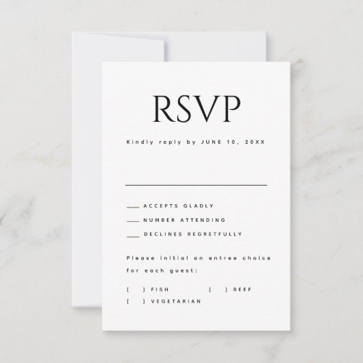 Moderne Minimalistische Eenvoudige Bold Arch Detai RSVP Kaartje (Voorkant)