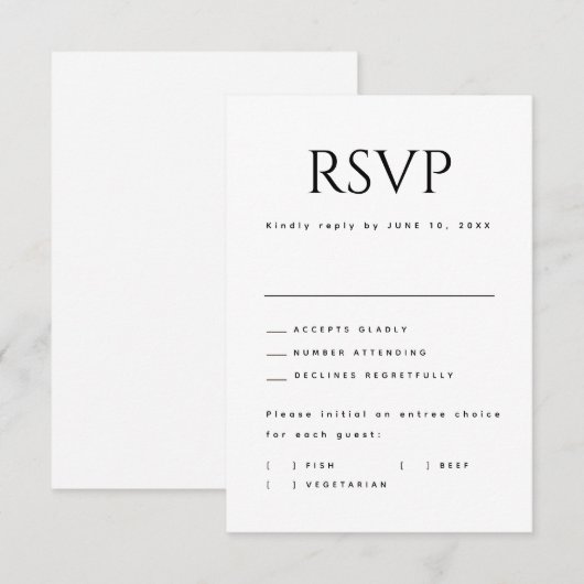 Moderne Minimalistische Eenvoudige Bold Arch Detai RSVP Kaartje (Voorkant / Achterkant)