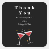 Moderne minimalistische eenvoudige bruiloft Dank u Vierkante Sticker (Voorkant)