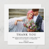 Moderne minimalistische eenvoudige bruiloft foto v bedankkaart (Voorkant / Achterkant)