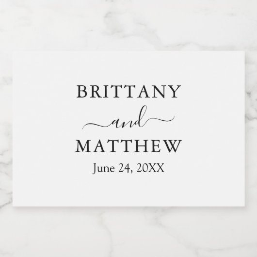 Moderne minimalistische eenvoudige bruiloft mini sparkling wijnetiket (Enkel label)