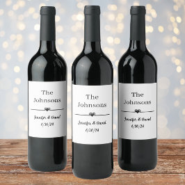 Moderne minimalistische eenvoudige bruiloft wijn l wijn etiket