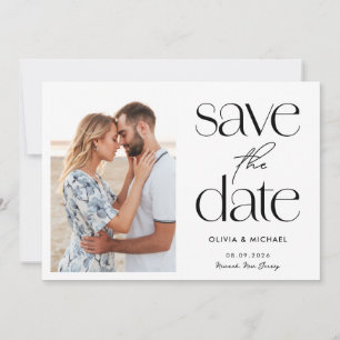 Moderne minimalistische eenvoudige chique foto bru save the date