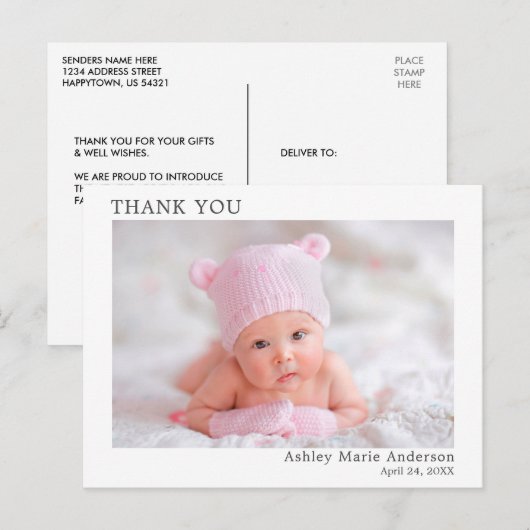 Moderne Minimalistische Eenvoudige Dank Je Wel Nie Briefkaart (Voorkant / Achterkant)